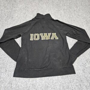 Iowa Hawkeyes Full Zip Jacket Womens Large Black Rhinestone Bedazzled Track Top
